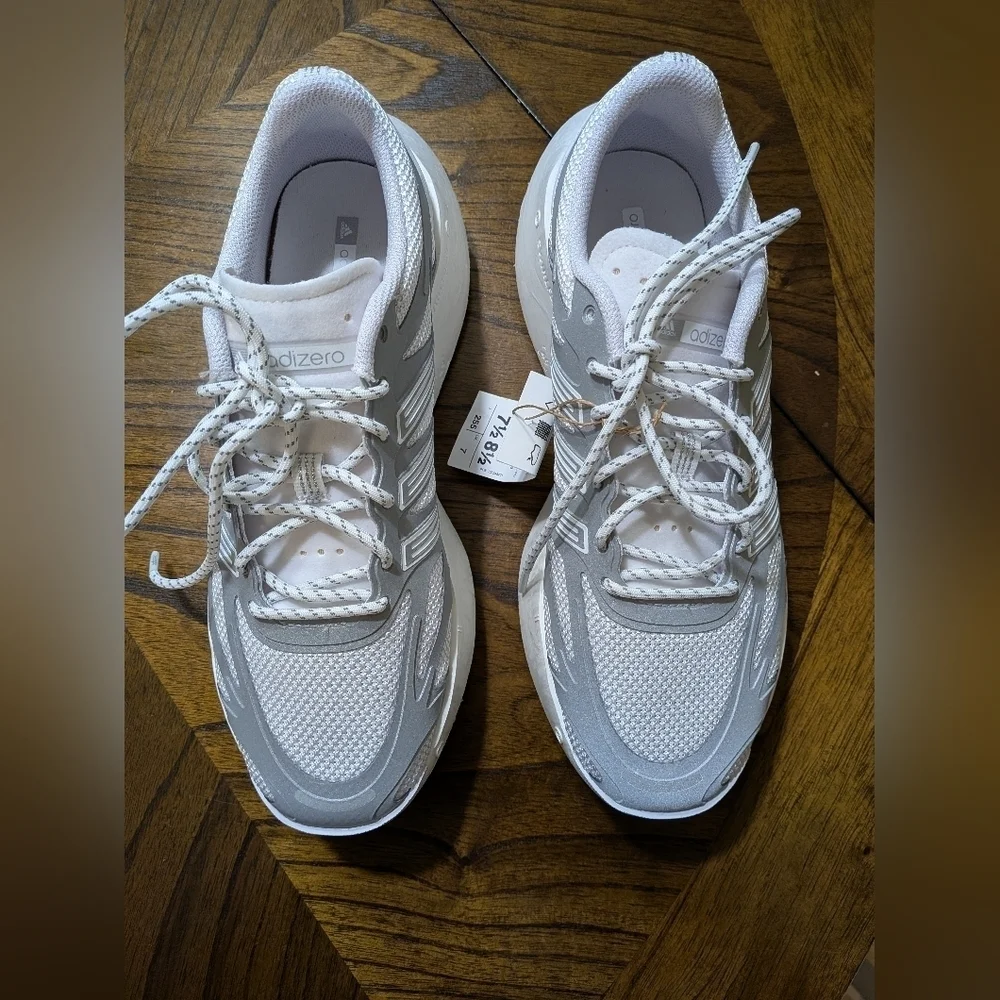 Adidas White and Gray Adizero Aruku Athletic Shoes